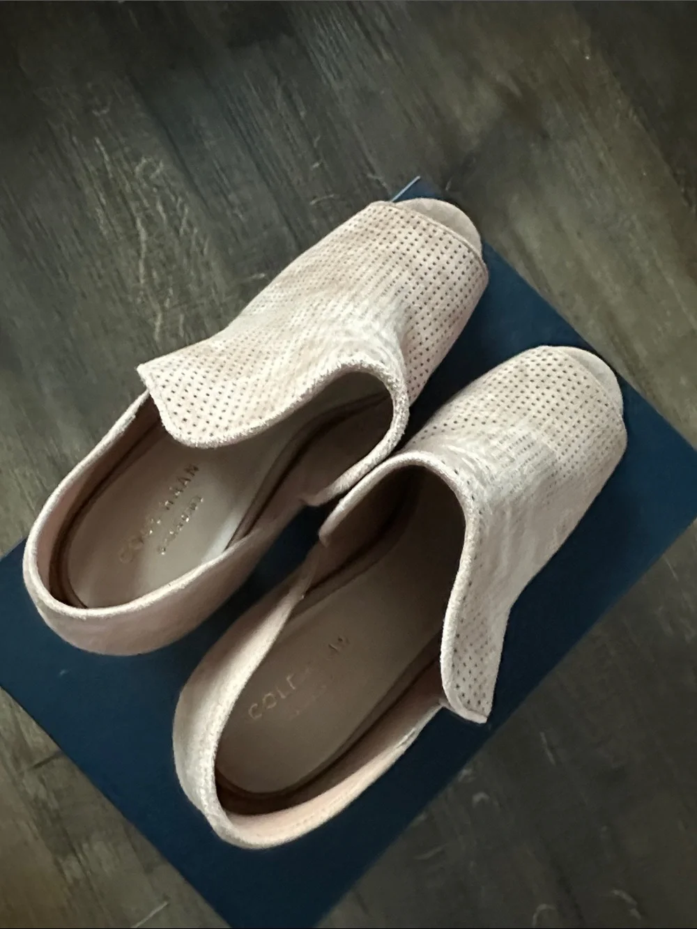 Cole Haan Shiloh Open Toe‎ Suede Ankle Blush Suede Peep-Toe Booties 7.5